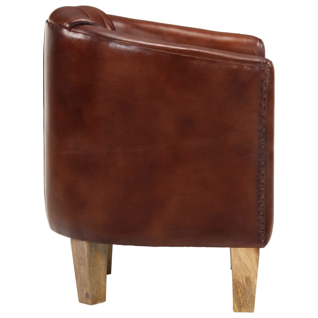 Tub Chair Real Leather Light brown