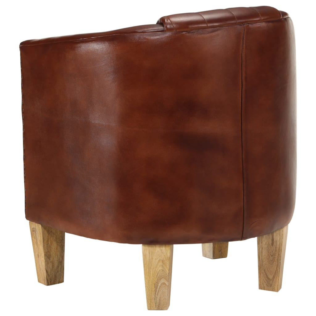 Tub Chair Real Leather Light brown