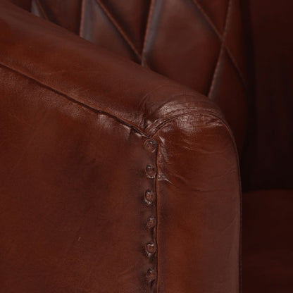 Tub Chair Real Leather Light brown