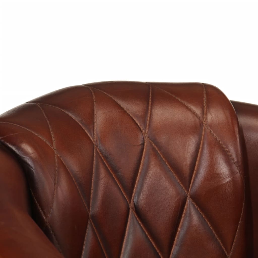 Tub Chair Real Leather Light brown