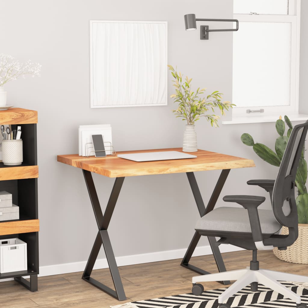 Desk Top 80x80x3.8 cm Square Solid Wood Acacia Live Edge Natural Solid Acacia Wood 90 cm