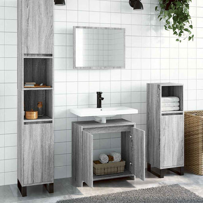 2 Piece Bathroom Furniture Set Engineered Wood Grey sonoma