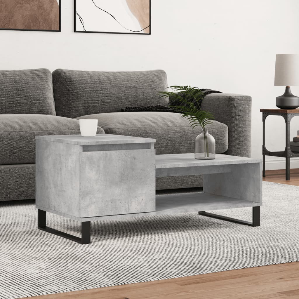 vidaXL Coffee Table Concrete Grey 100x50x45 cm Engineered Wood