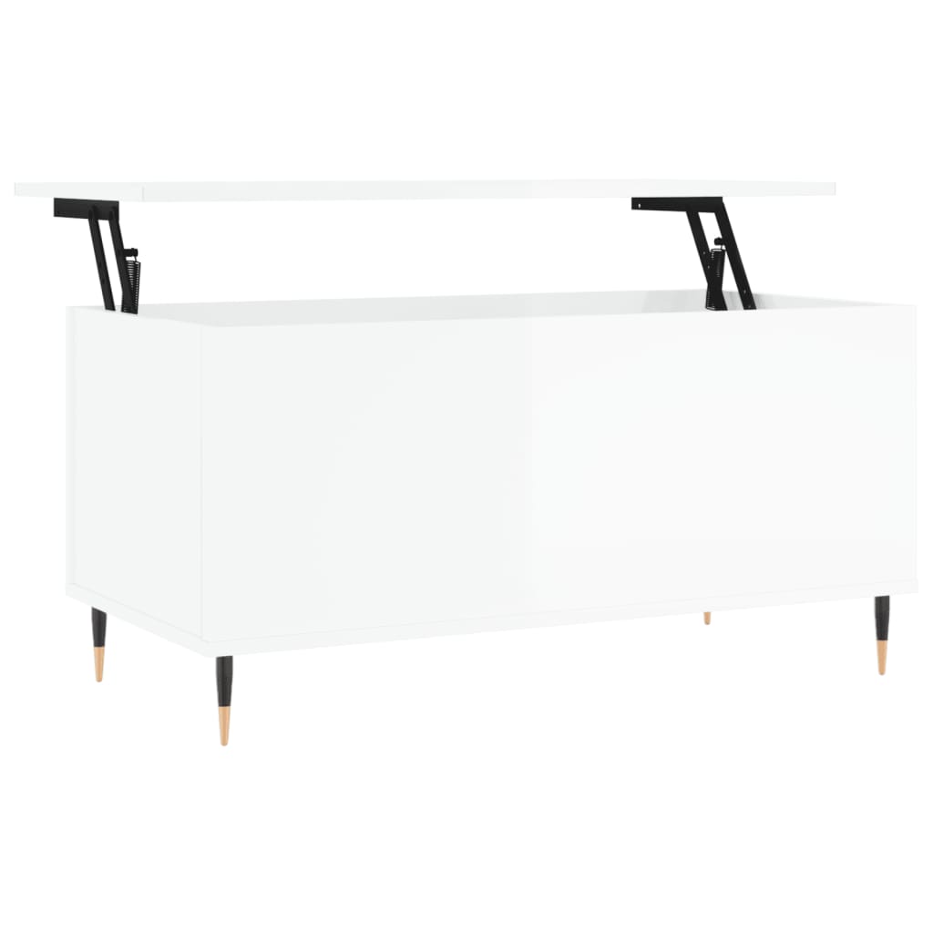 Coffee Table 90x44,5x45 cm Engineered Wood High gloss white