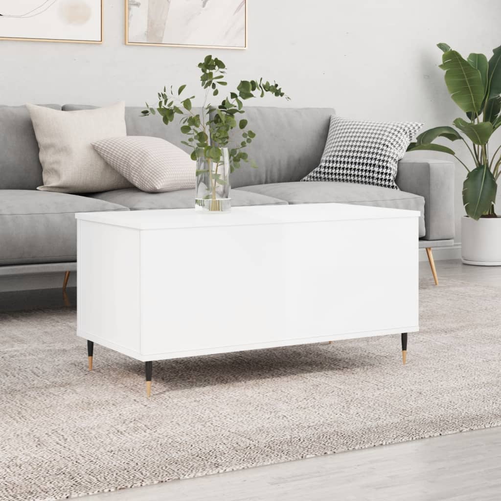 Coffee Table 90x44,5x45 cm Engineered Wood High gloss white