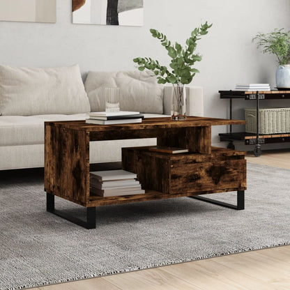 Coffee Table 90x49x45 cm Engineered Wood Smoked oak