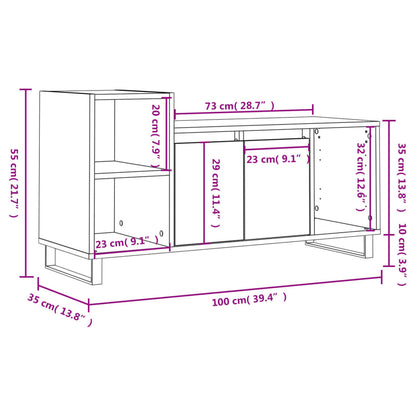 vidaXL TV Cabinet Concrete Grey 100x35x55 cm Engineered Wood