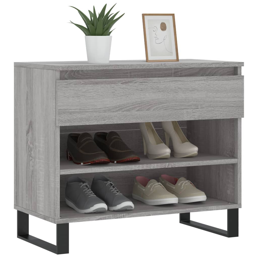 vidaXL Shoe Cabinet Grey Sonoma 70x36x60 cm Engineered Wood