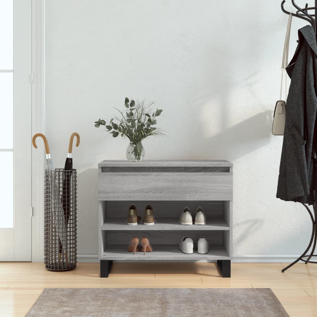 vidaXL Shoe Cabinet Grey Sonoma 70x36x60 cm Engineered Wood