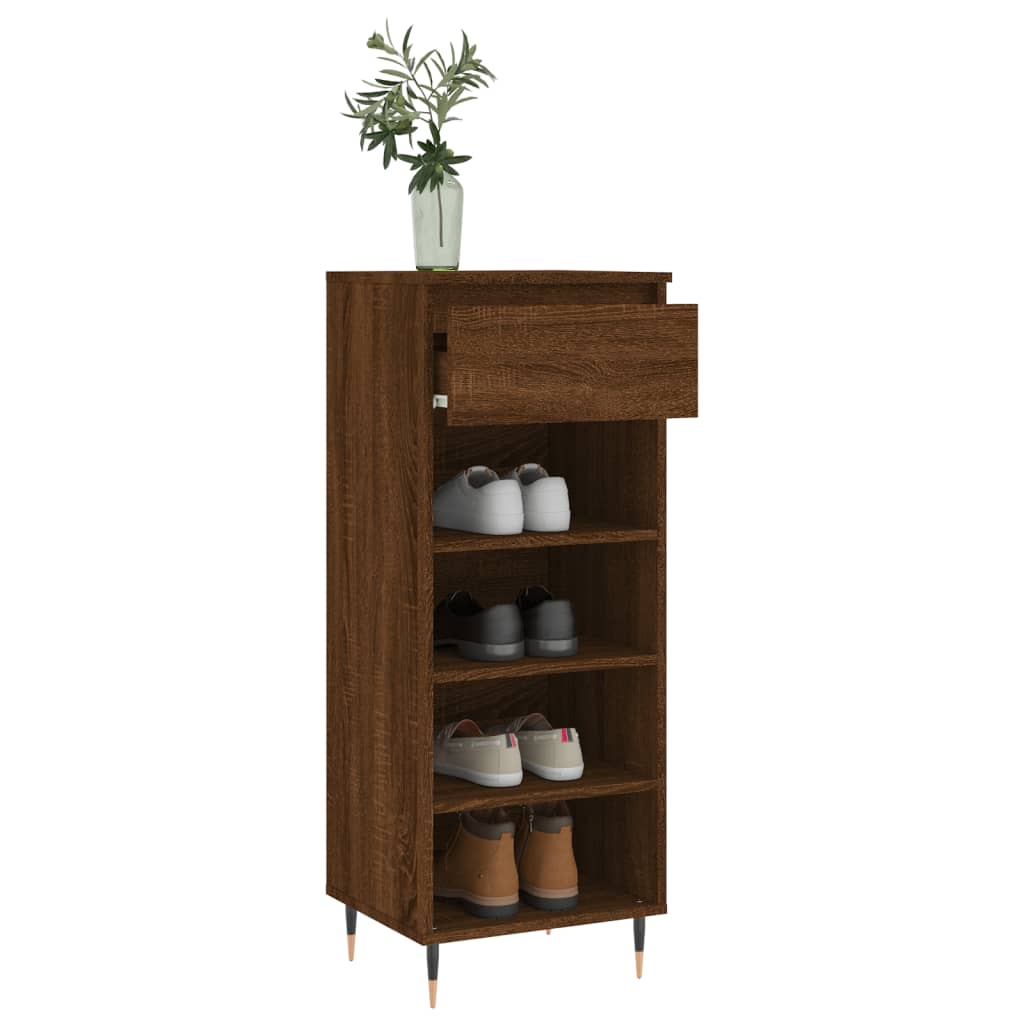 vidaXL Shoe Cabinet Brown Oak 40x36x105 cm Engineered Wood