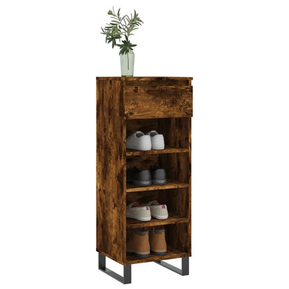 vidaXL Shoe Cabinet Smoked Oak 40x36x105 cm Engineered Wood