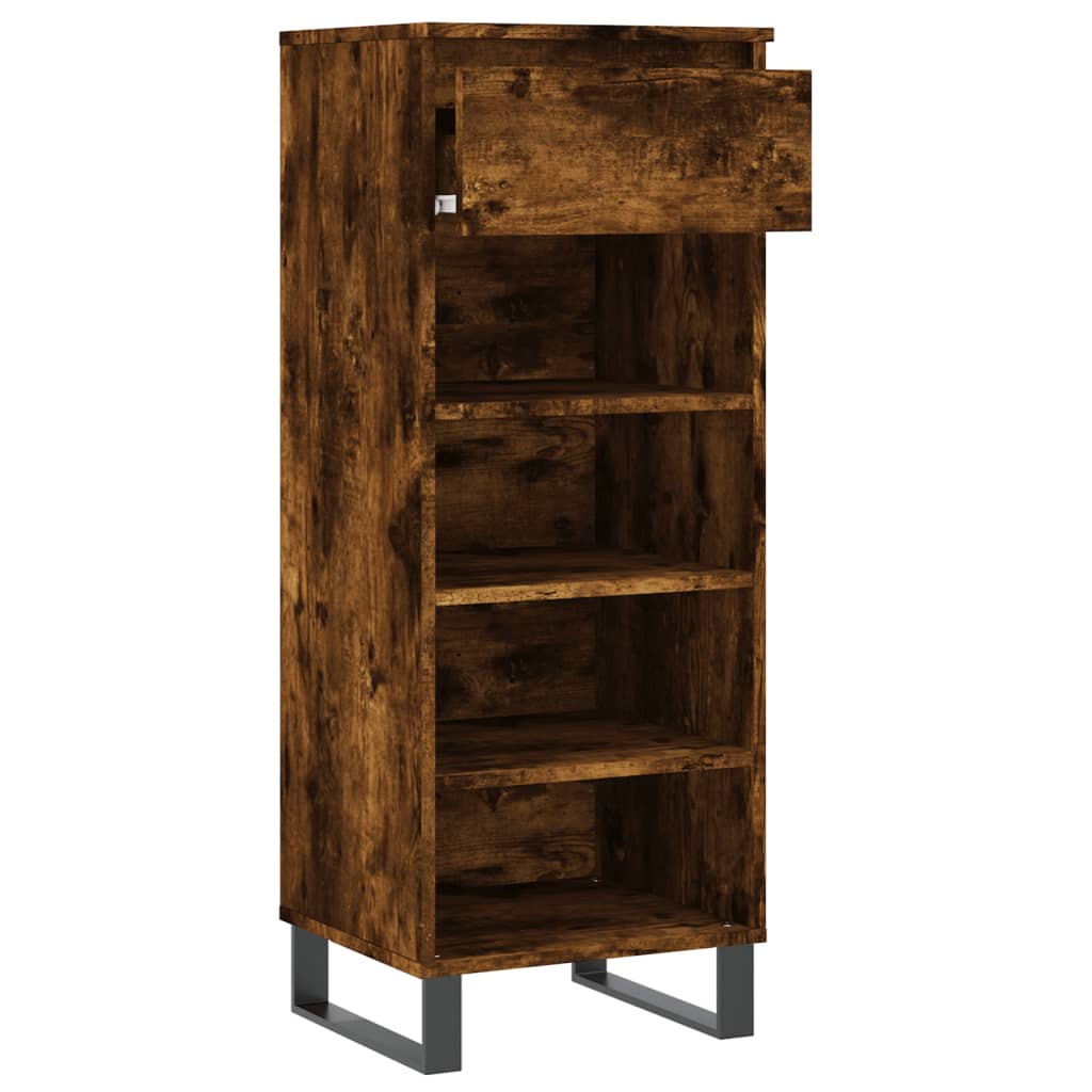 vidaXL Shoe Cabinet Smoked Oak 40x36x105 cm Engineered Wood