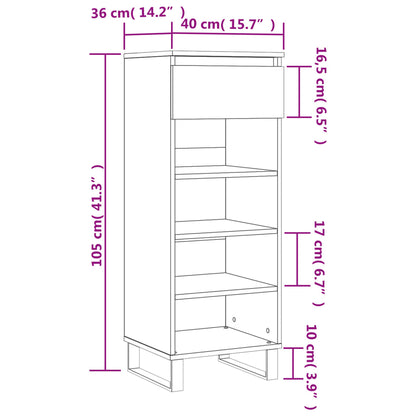 vidaXL Shoe Cabinet Smoked Oak 40x36x105 cm Engineered Wood