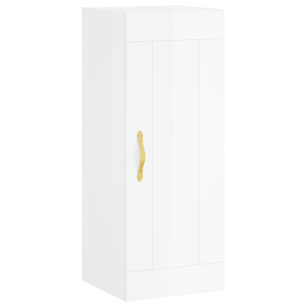 vidaXL Wall Mounted Cabinet High Gloss White 34.5x34x90 cm Engineered Wood