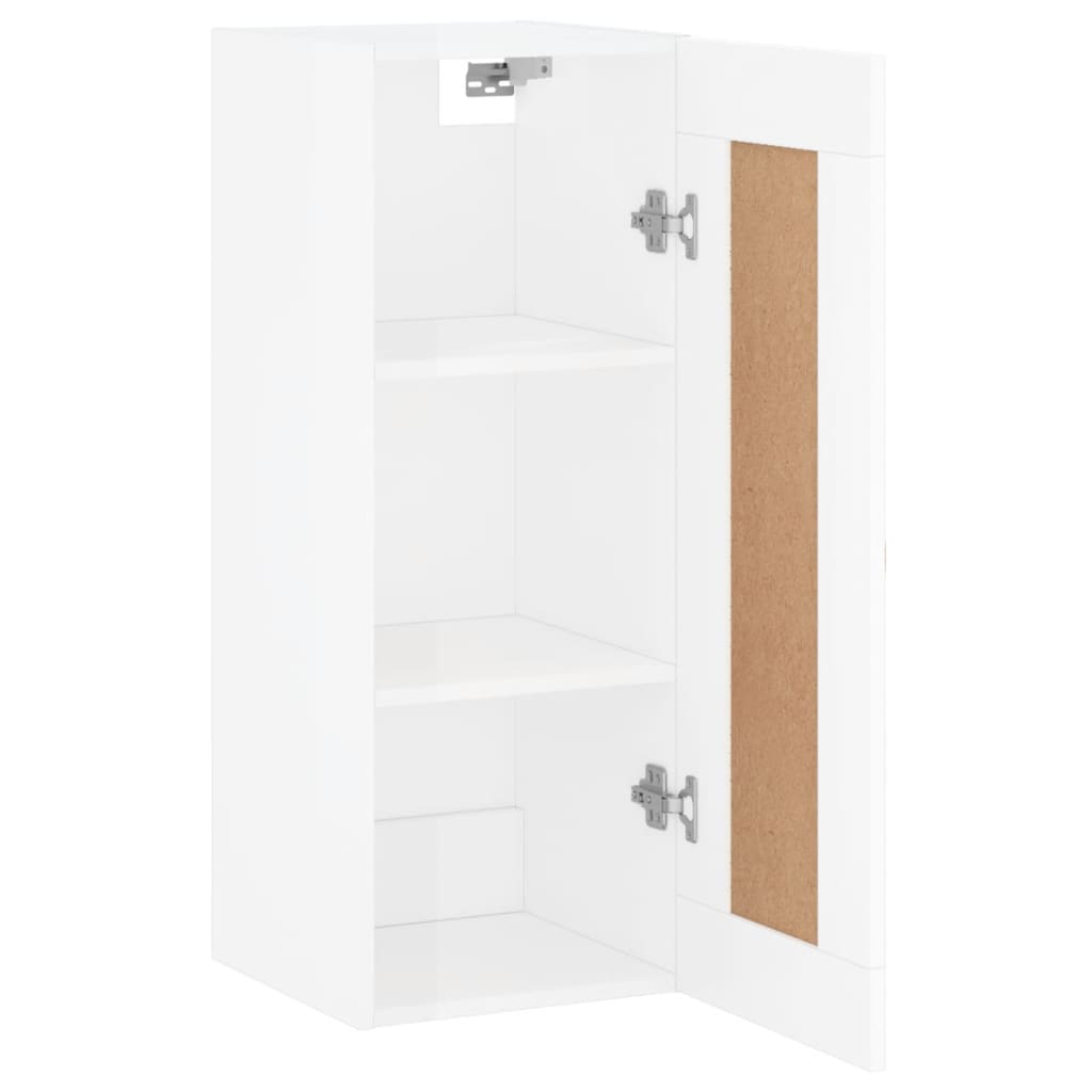 vidaXL Wall Mounted Cabinet High Gloss White 34.5x34x90 cm Engineered Wood