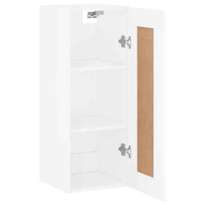 vidaXL Wall Mounted Cabinet High Gloss White 34.5x34x90 cm Engineered Wood