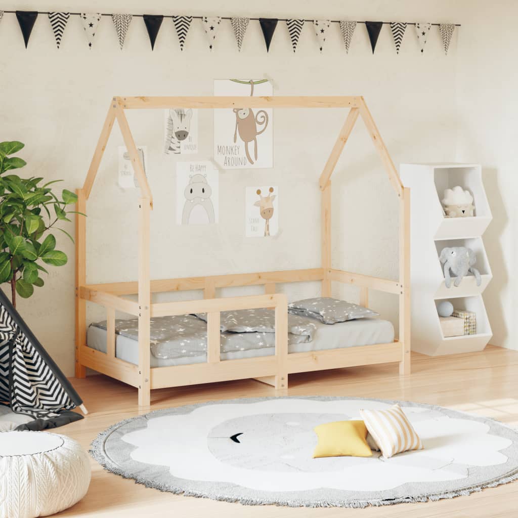 Kids Bed Frame Solid Wood Pine Natural 70 cm 140 cm