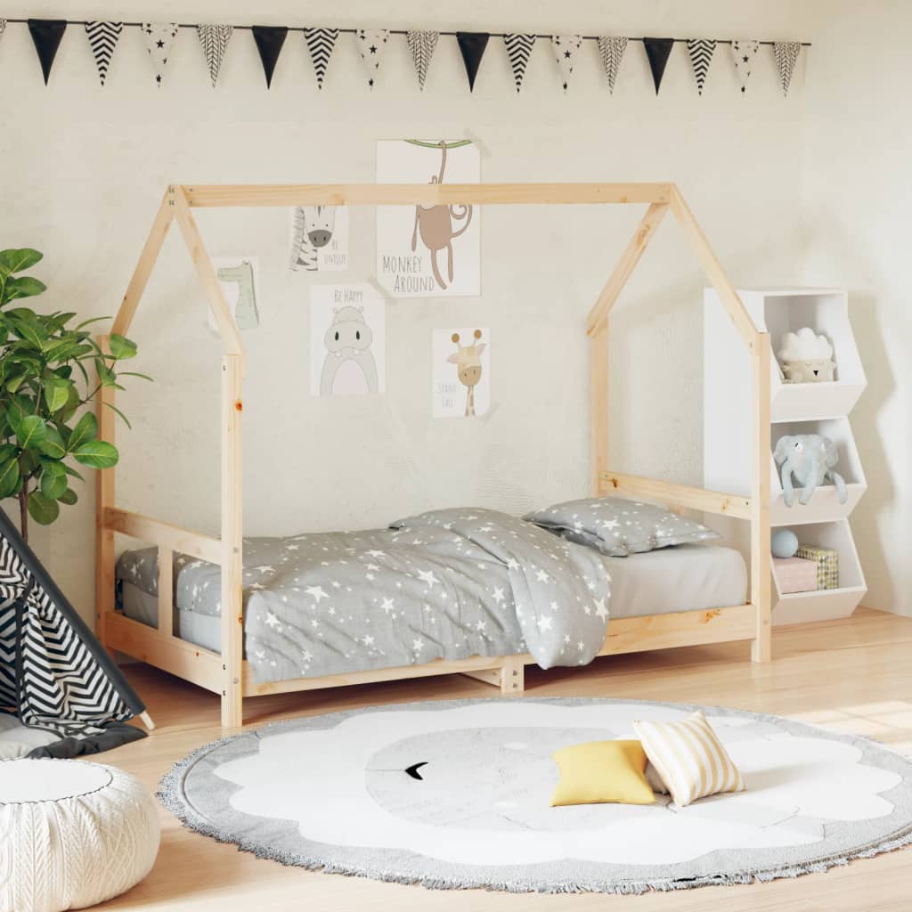 Kids Bed Frame Solid Wood Pine Natural 80 cm 160 cm