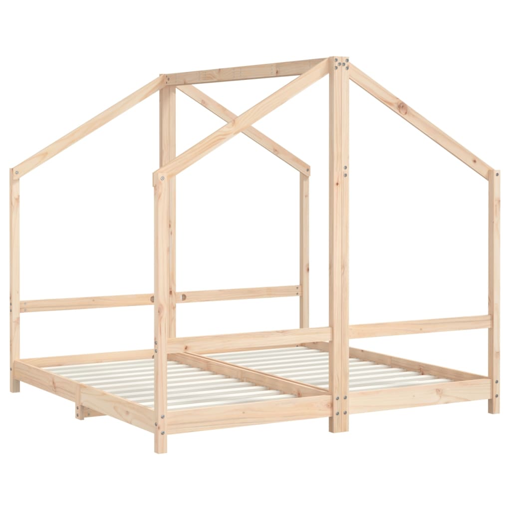 Kids Bed Frame Solid Wood Pine Natural 2 x (80 x 160) cm