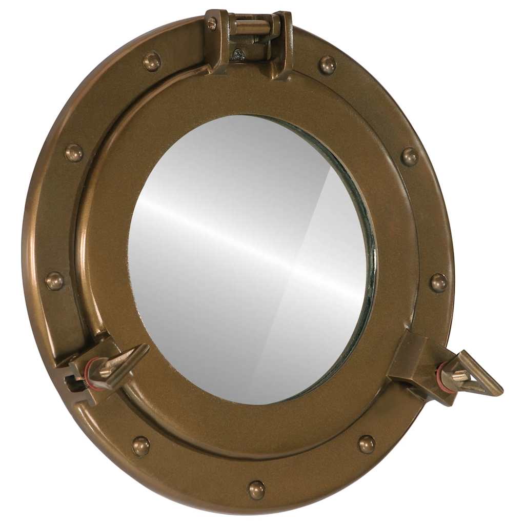 Porthole Mirror Wall Hanging Aluminium and Glass Brass