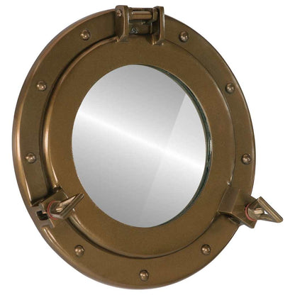 Porthole Mirror Wall Hanging Aluminium and Glass Brass
