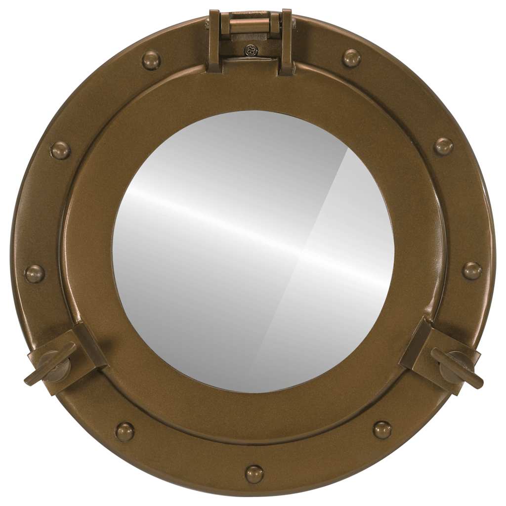 Porthole Mirror Wall Hanging Aluminium and Glass Brass