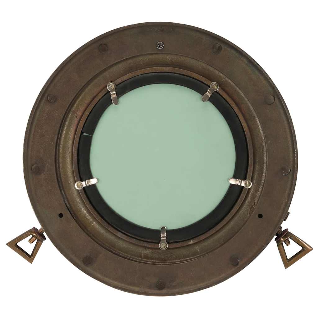 Porthole Mirror Wall Hanging Aluminium and Glass Brass