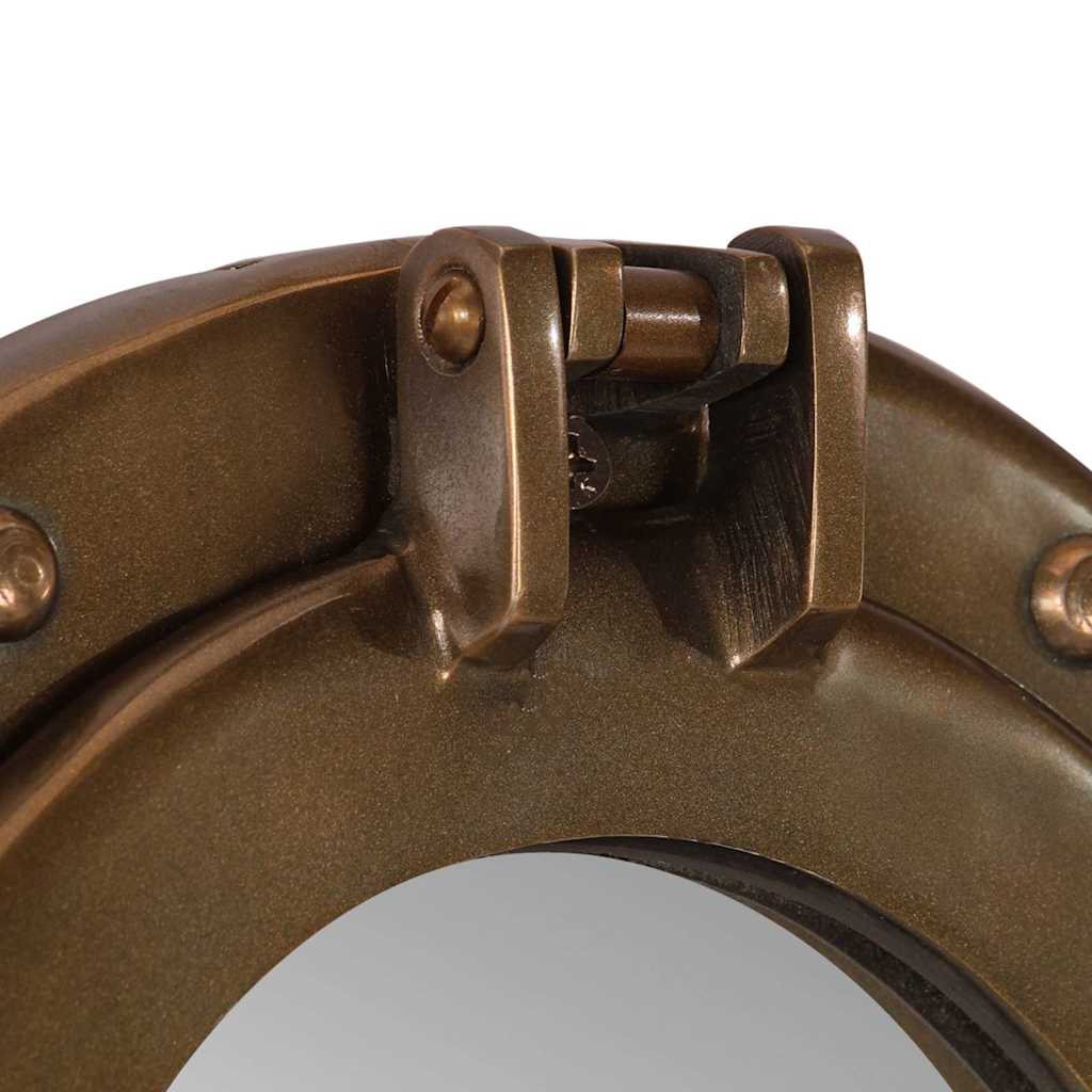 Porthole Mirror Wall Hanging Aluminium and Glass Brass
