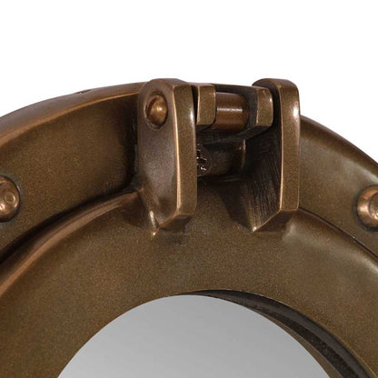 Porthole Mirror Wall Hanging Aluminium and Glass Brass