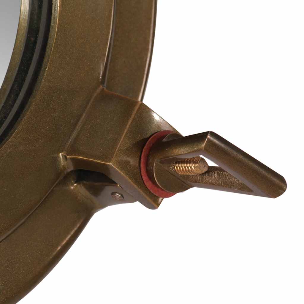 Porthole Mirror Wall Hanging Aluminium and Glass Brass