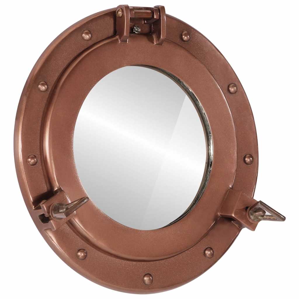 Porthole Mirror Wall Hanging Aluminium and Glass Copper
