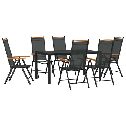 vidaXL 7 Piece Garden Dining Set Black Aluminium 2