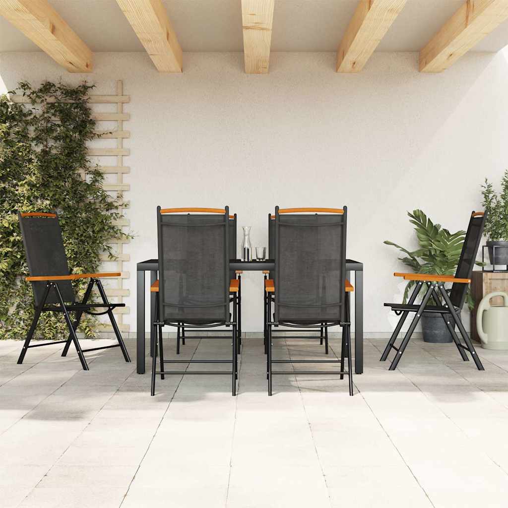 vidaXL 7 Piece Garden Dining Set Black Aluminium 1