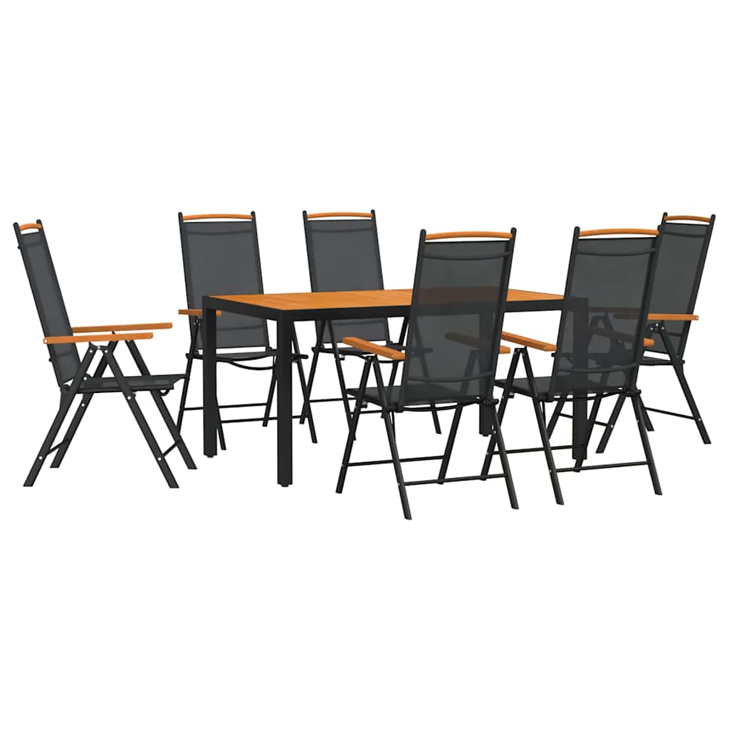 vidaXL 7 Piece Garden Dining Set Black and Brown Aluminium 2