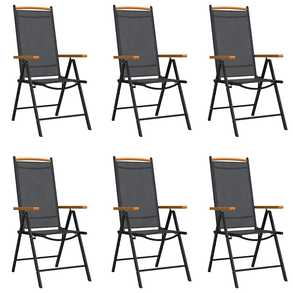 vidaXL 7 Piece Garden Dining Set Black and Brown Aluminium 3