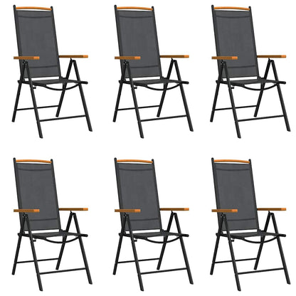 vidaXL 7 Piece Garden Dining Set Black and Brown Aluminium 3