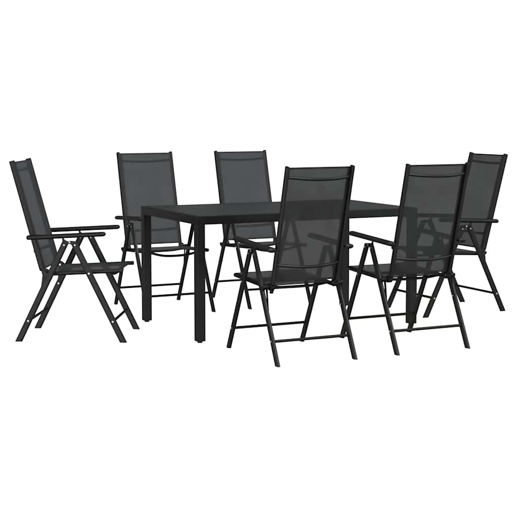 vidaXL 7 Piece Garden Dining Set Black Aluminium 2