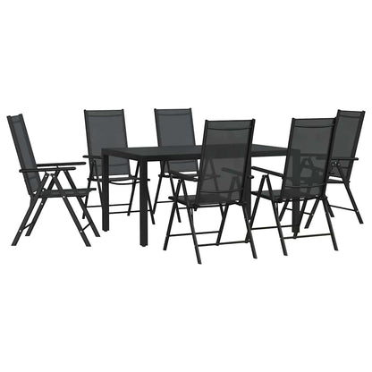 vidaXL 7 Piece Garden Dining Set Black Aluminium 2