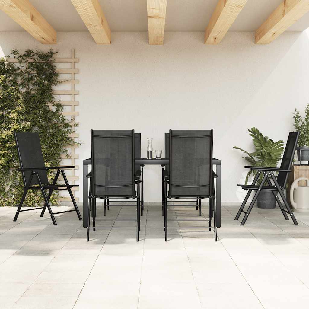 vidaXL 7 Piece Garden Dining Set Black Aluminium 1