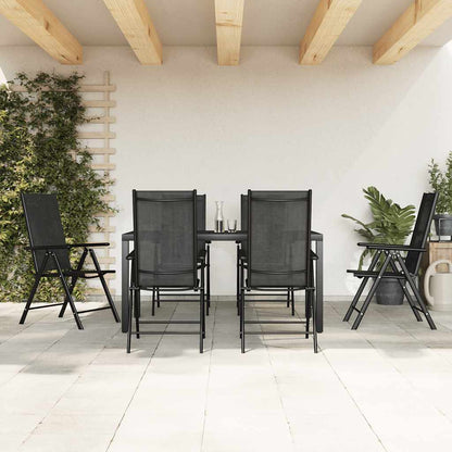 vidaXL 7 Piece Garden Dining Set Black Aluminium 1