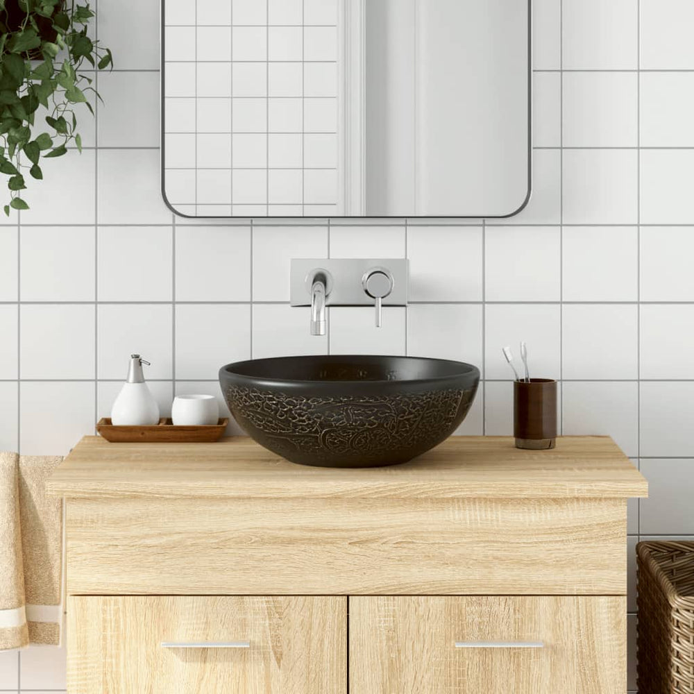vidaXL Countertop Basin Round Φ41x14 Ceramic