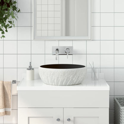 Countertop Basin Round Φ41x14 Ceramic Black and grey
