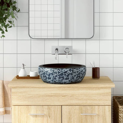 Countertop Basin Round Φ41x14 Ceramic Dark blue