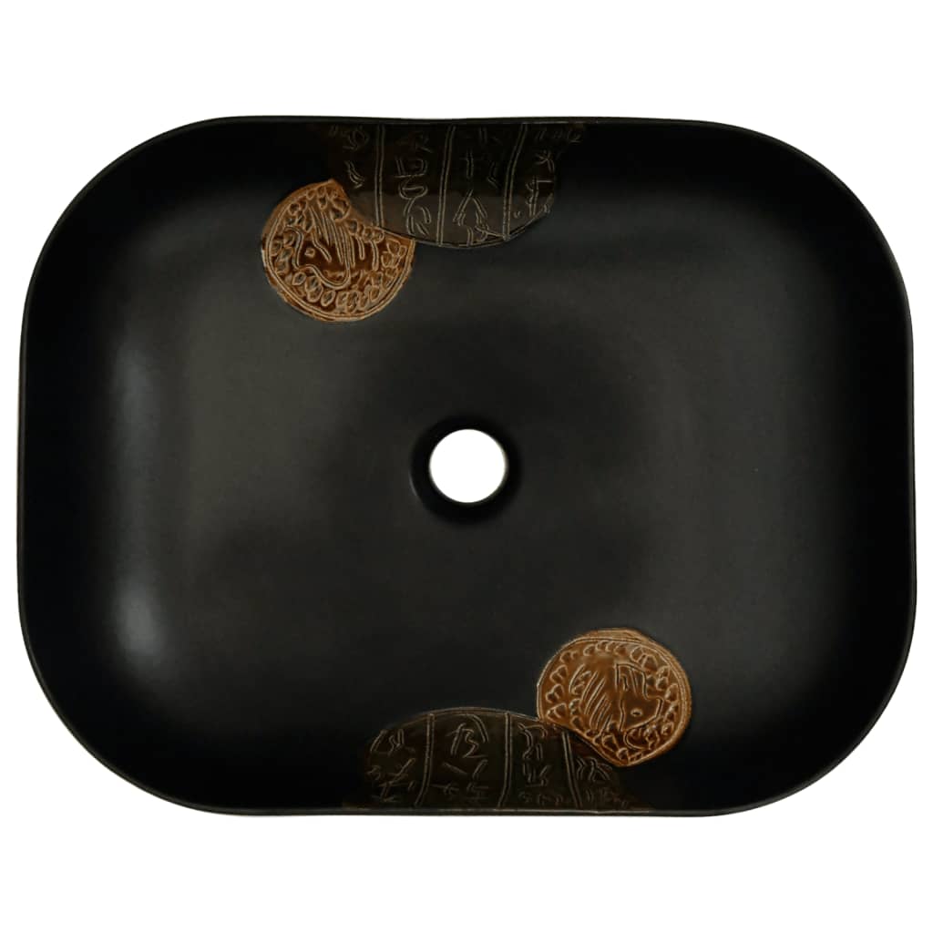 Countertop Basin Rectangular 48x37.5x13.5 cm Ceramic Black
