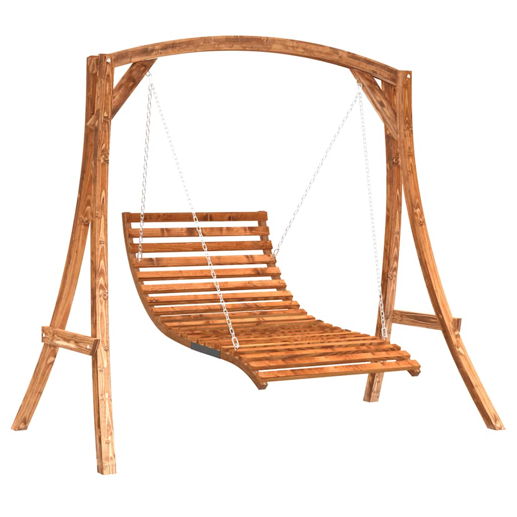 vidaXL Swing Bed Solid Wood Spruce with Teak Finish 2