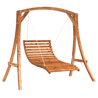 vidaXL Swing Bed Solid Wood Spruce with Teak Finish 2