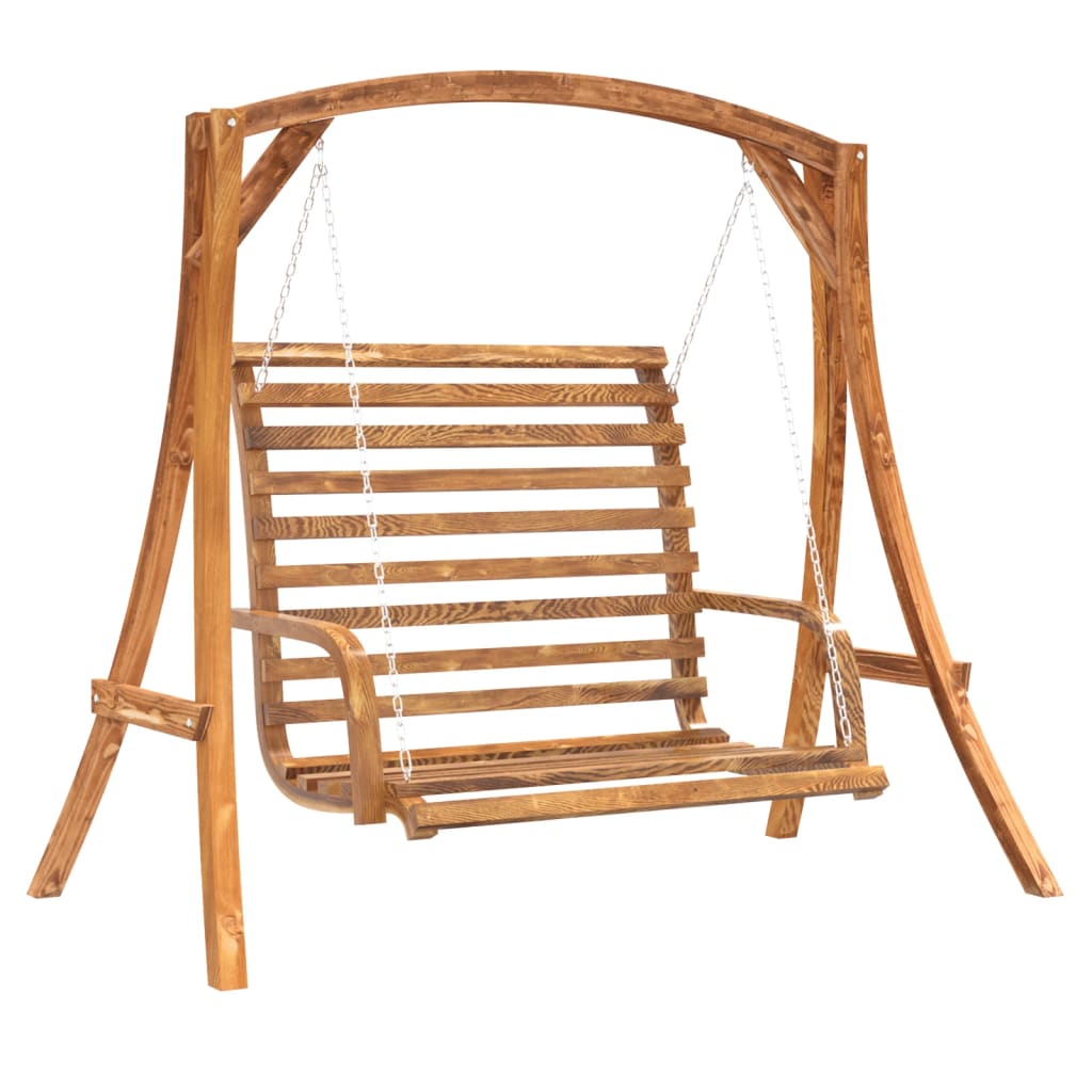 vidaXL Swing Bench Solid Wood Spruce with Teak Finish 2