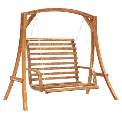 vidaXL Swing Bench Solid Wood Spruce with Teak Finish 2