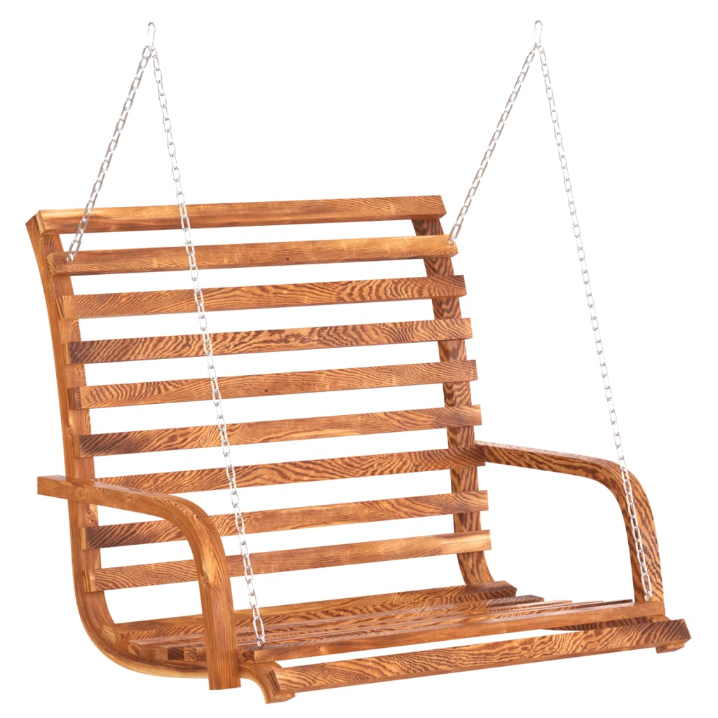 vidaXL Swing Bench Solid Wood Spruce with Teak Finish 3