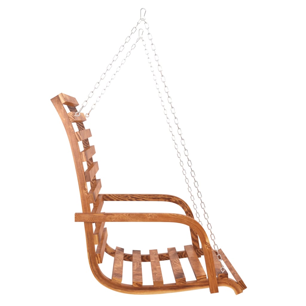 vidaXL Swing Bench Solid Wood Spruce with Teak Finish 5